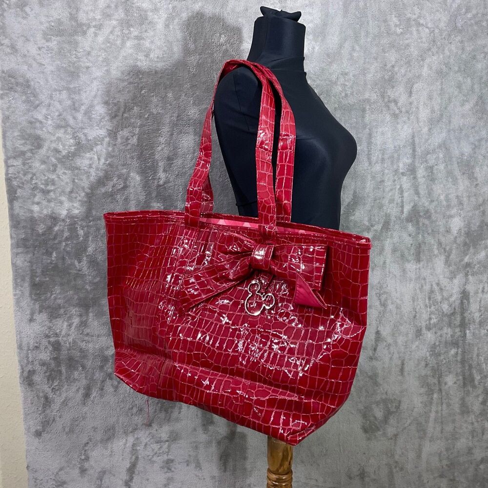 Walt Disney World Resort Mickey Mouse Red Faux Croc Skin Tote Shopping Bag 20x13